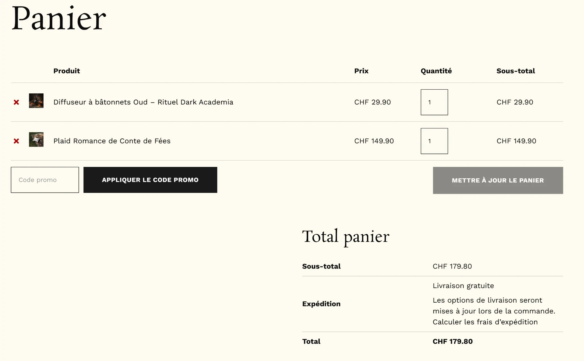 Panier Brontë à 179.80 CHF : livraison gratuite, sans option payante