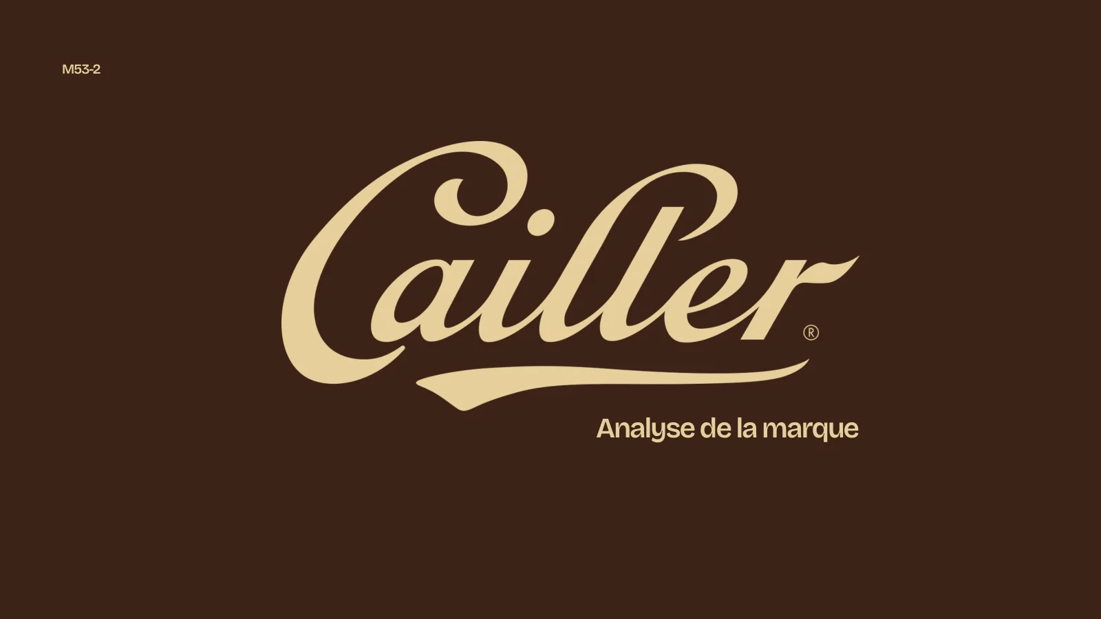 Couverture de la présentation : le logo Cailler sur fond chocolat, « Analyse de la marque »