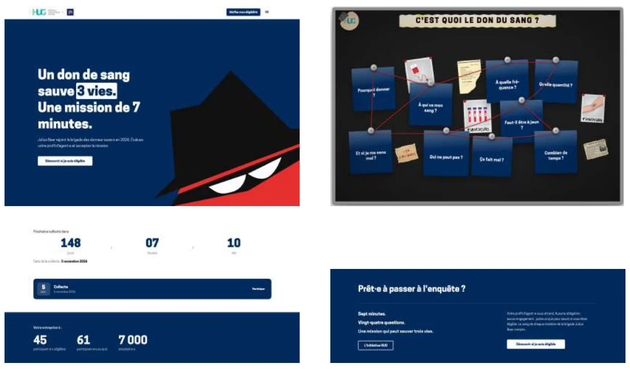 Captures d'une page co-brandée, aux couleurs d'une entreprise
